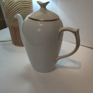 B & G Gold and Ivory Teapot 8 1/2" Tall, Copenhagen Denmark, EST 1853 Vintage